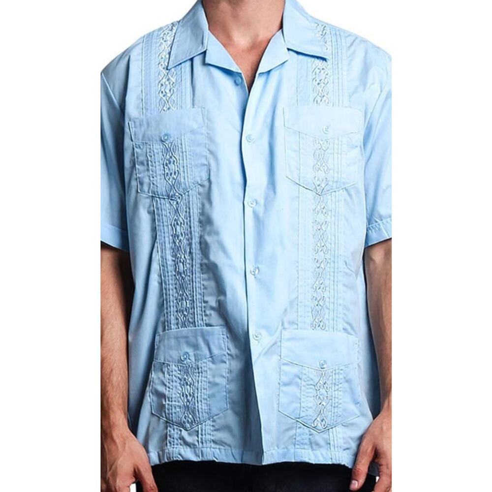 Vintage South Wear XXL Cuban Guayabera shirt embroidered and vertical pleating